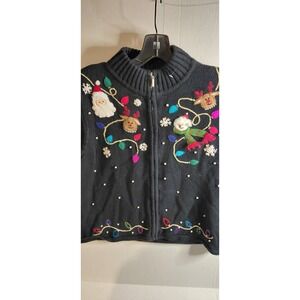 Vintage Hamshire Studio Snow Size PXL Holiday Ugly Sweater Vest 90s Embroidered